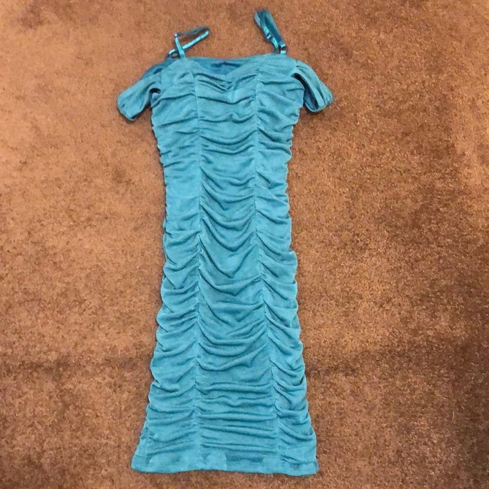 Elegant Teal Ruched Dress